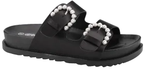 Black Pearl Buckle Sandals