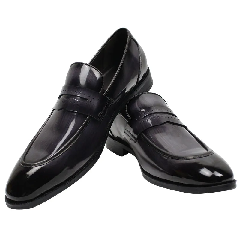 Fashion Italian  original genuine leather loafers black shoes for men