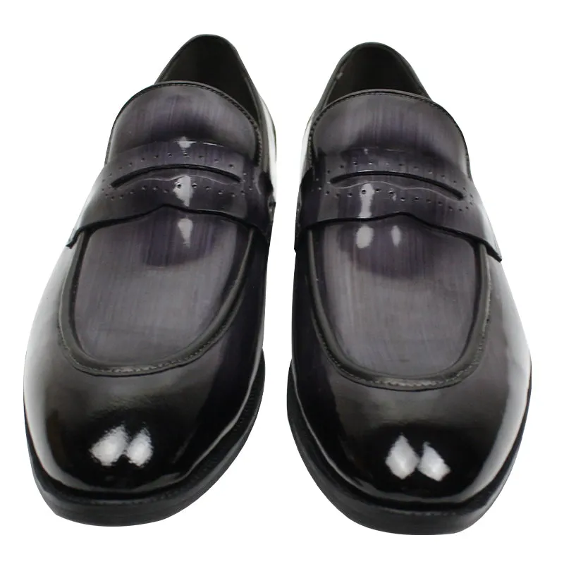 Fashion Italian  original genuine leather loafers black shoes for men