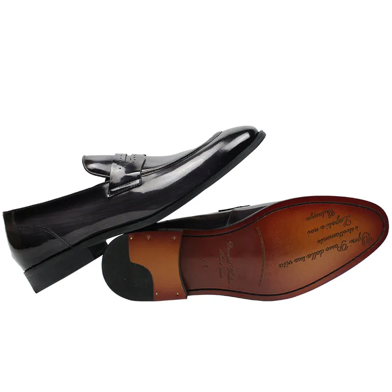 Fashion Italian  original genuine leather loafers black shoes for men