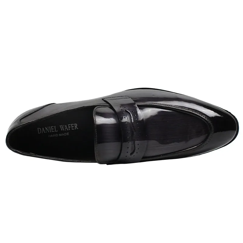 Fashion Italian  original genuine leather loafers black shoes for men