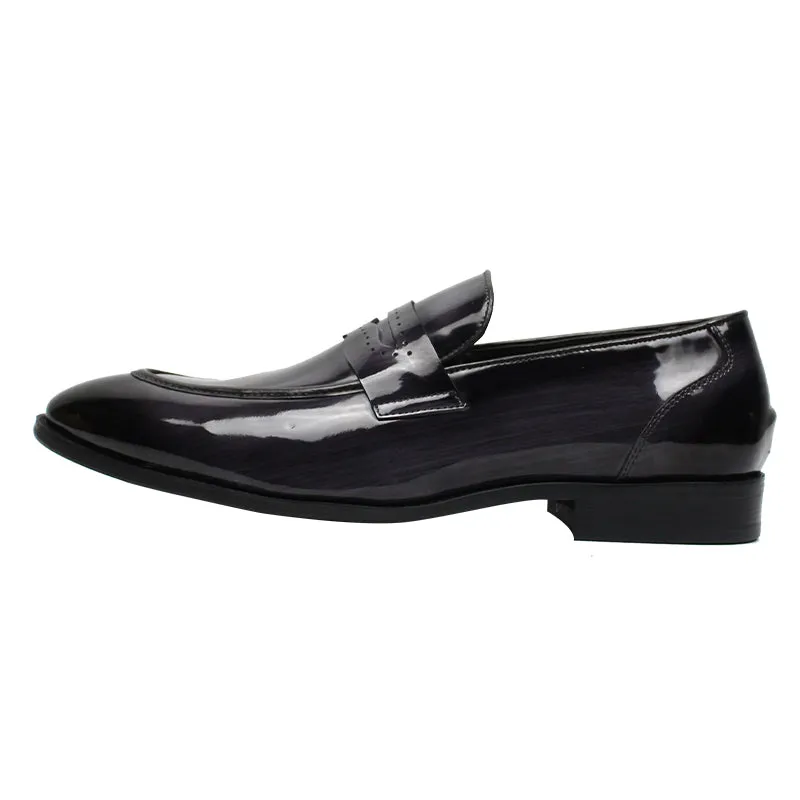 Fashion Italian  original genuine leather loafers black shoes for men