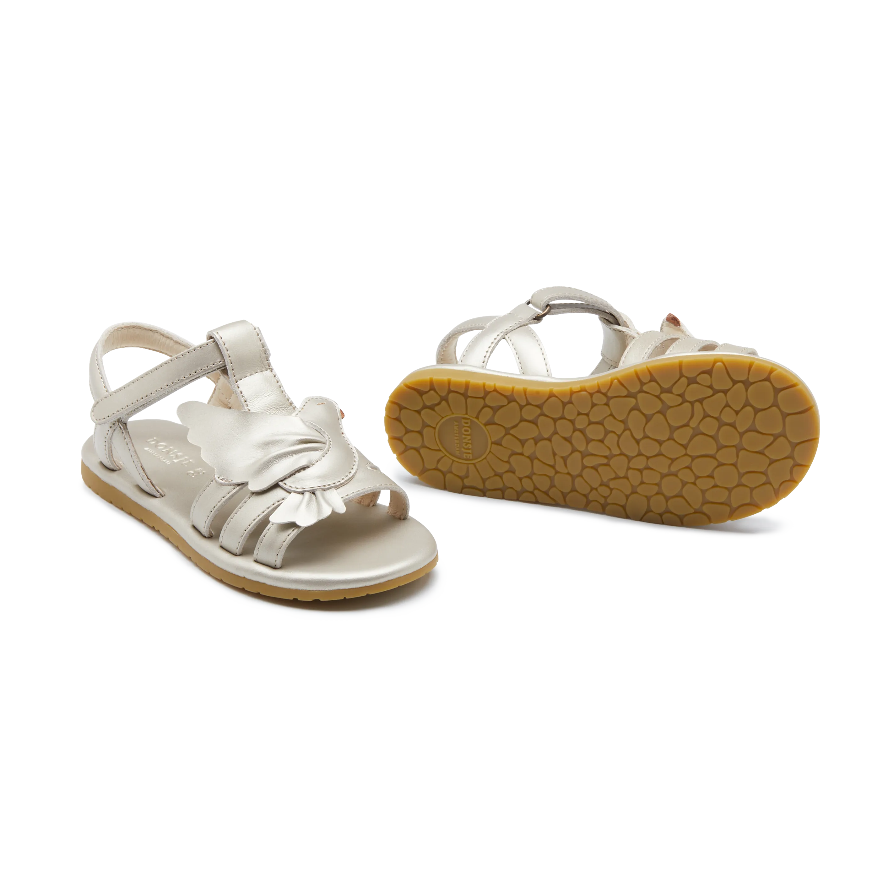 Fiyola Sandals | Dove | Off White Metallic Leather