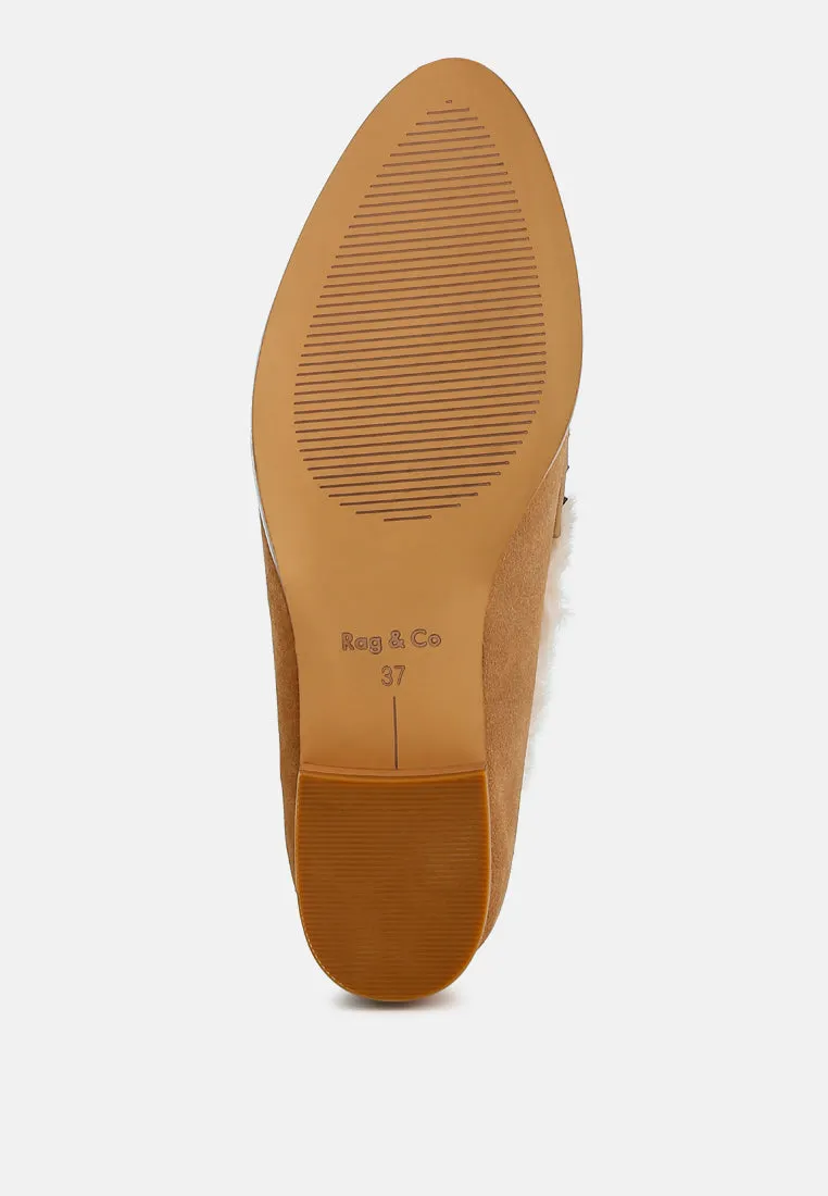 Fur Trim Suede Loafers by RUW