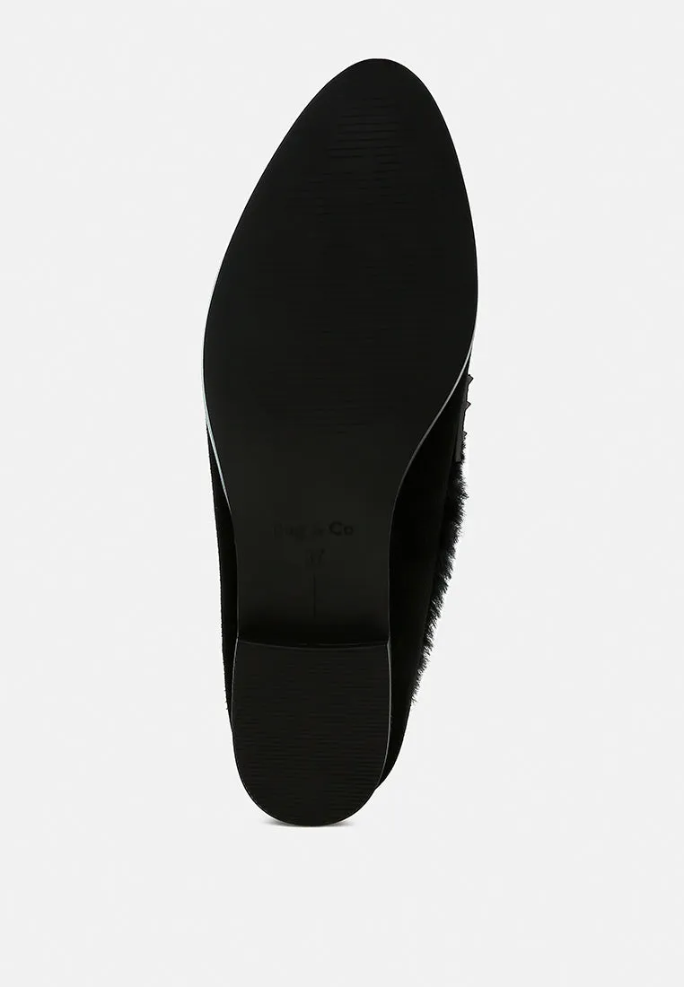 Fur Trim Suede Loafers by RUW