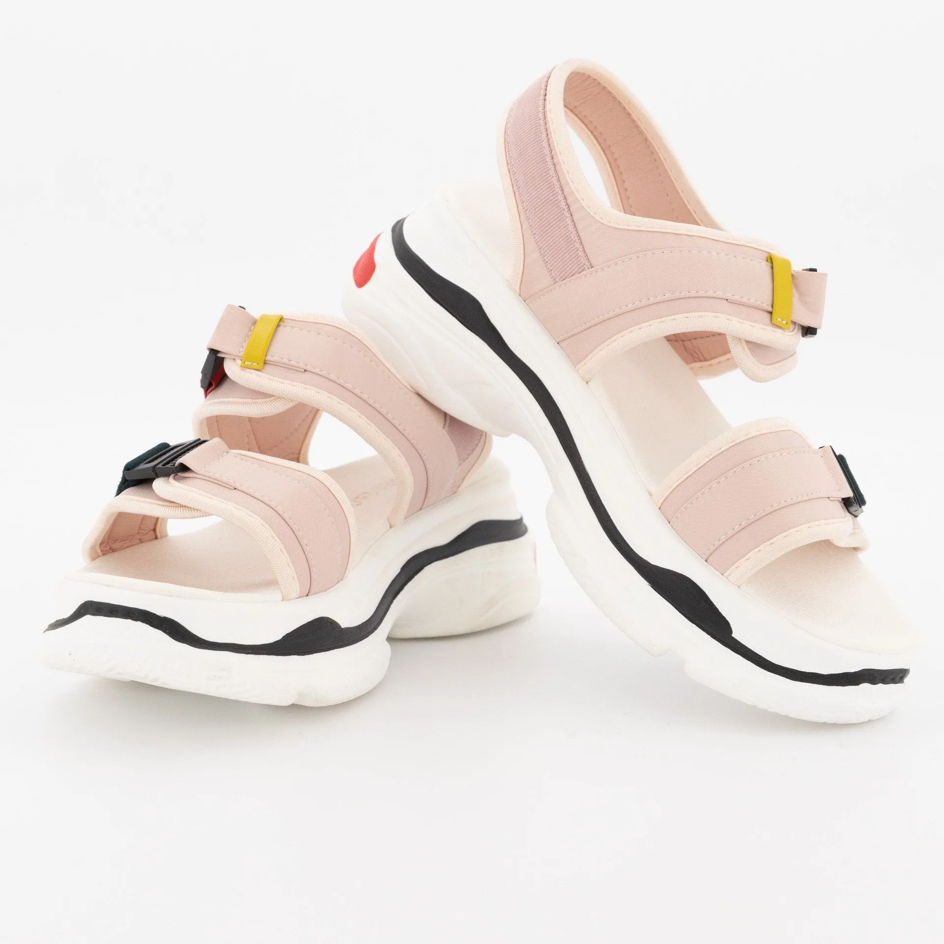 Ladies Platform Sport Sandal With Double Buckle-Multi