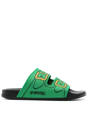 Marni buckle double-strap-print slides