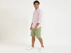 Men Pink Striped Slim Shirt