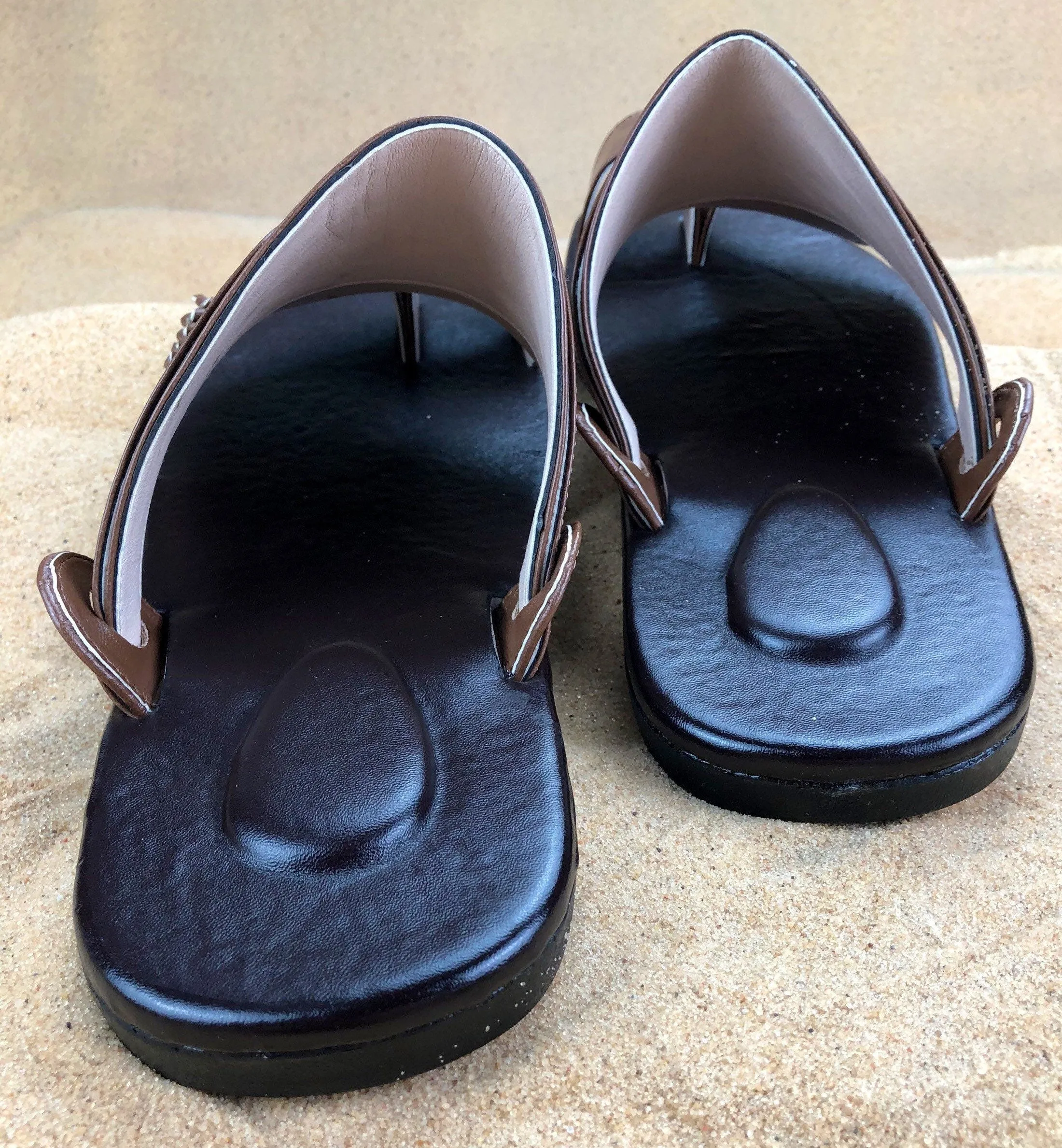 Mens Brown Vegan Leather ~ SandCruisers ~ Traditional Arabian Sandals ~ Great for Outdoors, Beaches, Parks, Lakes, Pools & Parties!