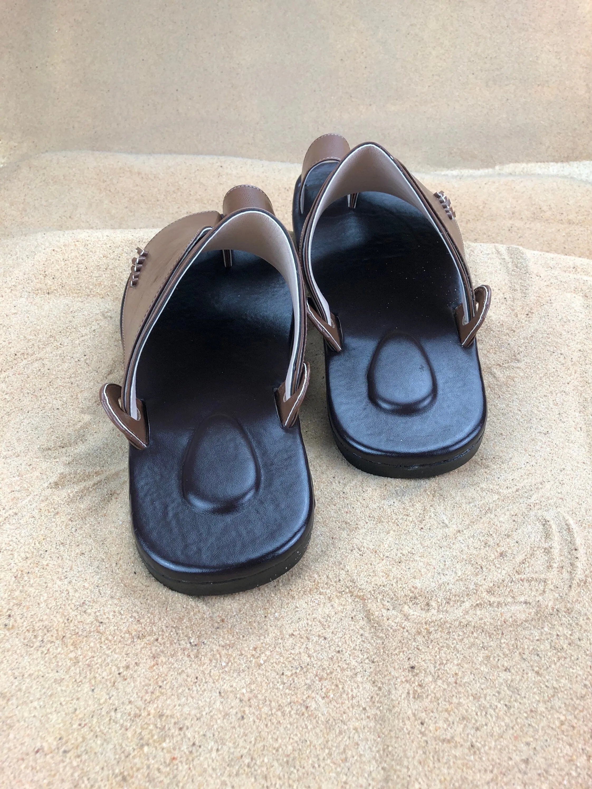 Mens Brown Vegan Leather ~ SandCruisers ~ Traditional Arabian Sandals ~ Great for Outdoors, Beaches, Parks, Lakes, Pools & Parties!