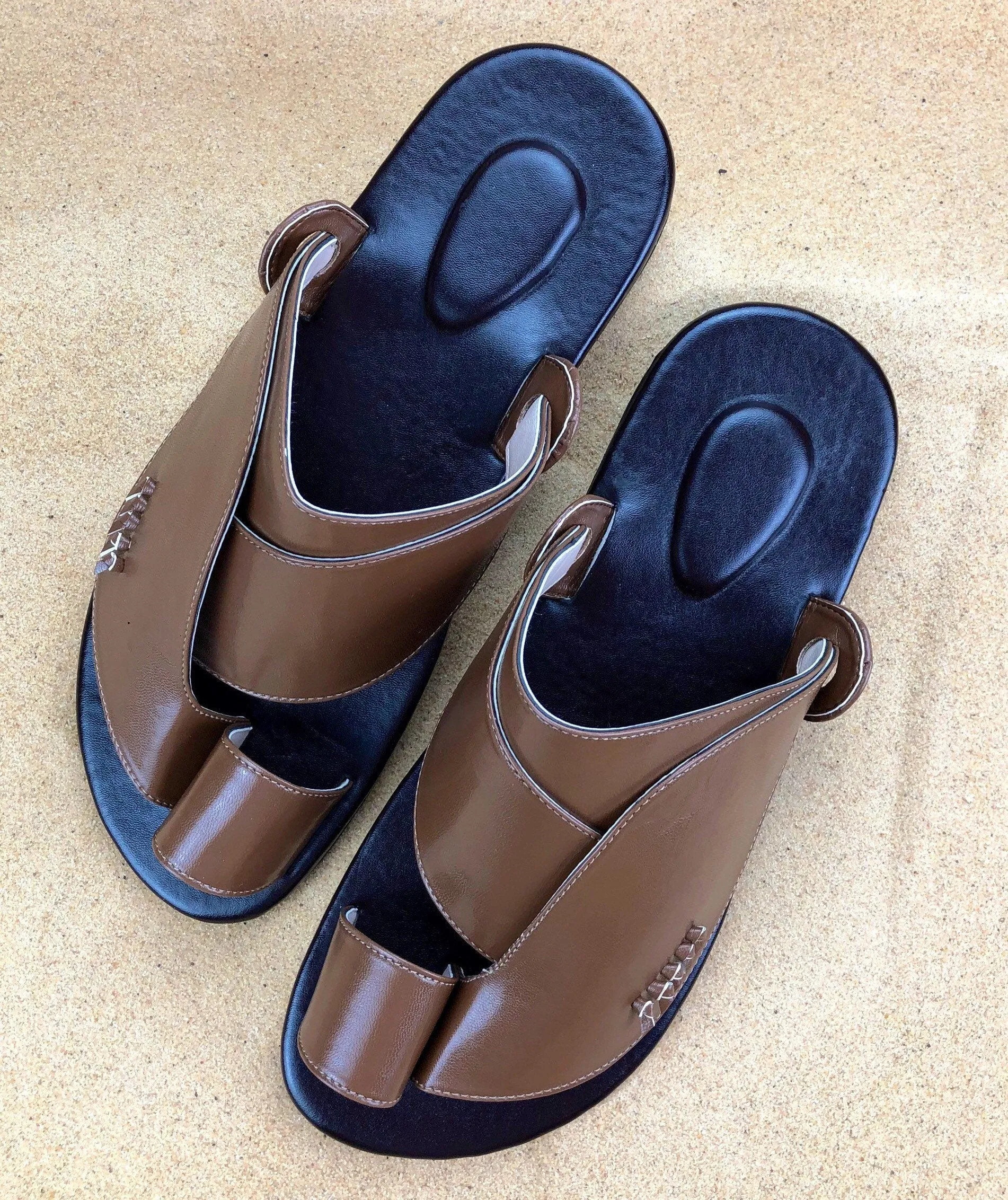 Mens Brown Vegan Leather ~ SandCruisers ~ Traditional Arabian Sandals ~ Great for Outdoors, Beaches, Parks, Lakes, Pools & Parties!