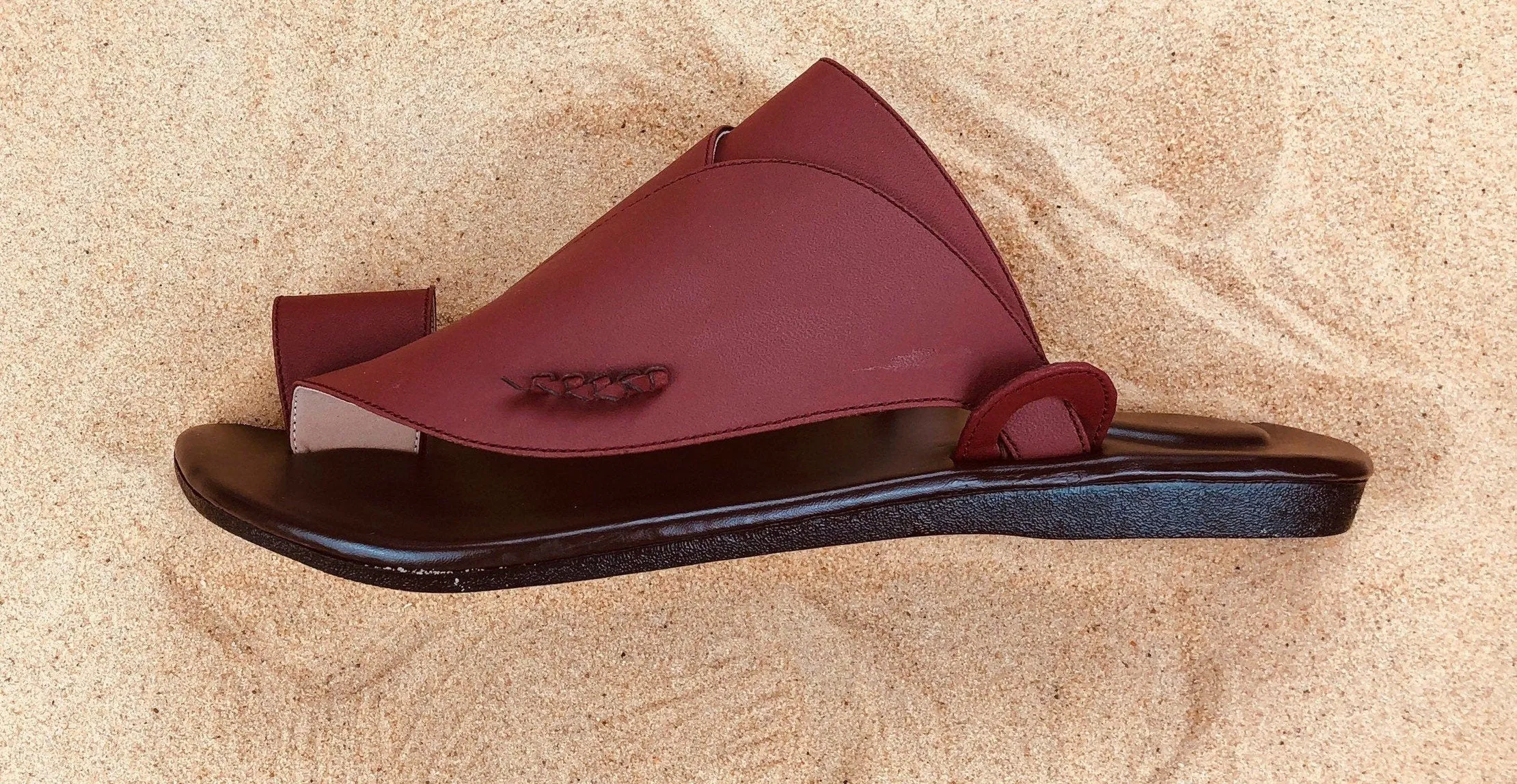 Mens Red Vegan Leather Sandals ~ SandCruisers ~ Traditional Arabian Sandals ~ Great for Outdoors, Beaches, Parks, Lakes, Pools & Parties!