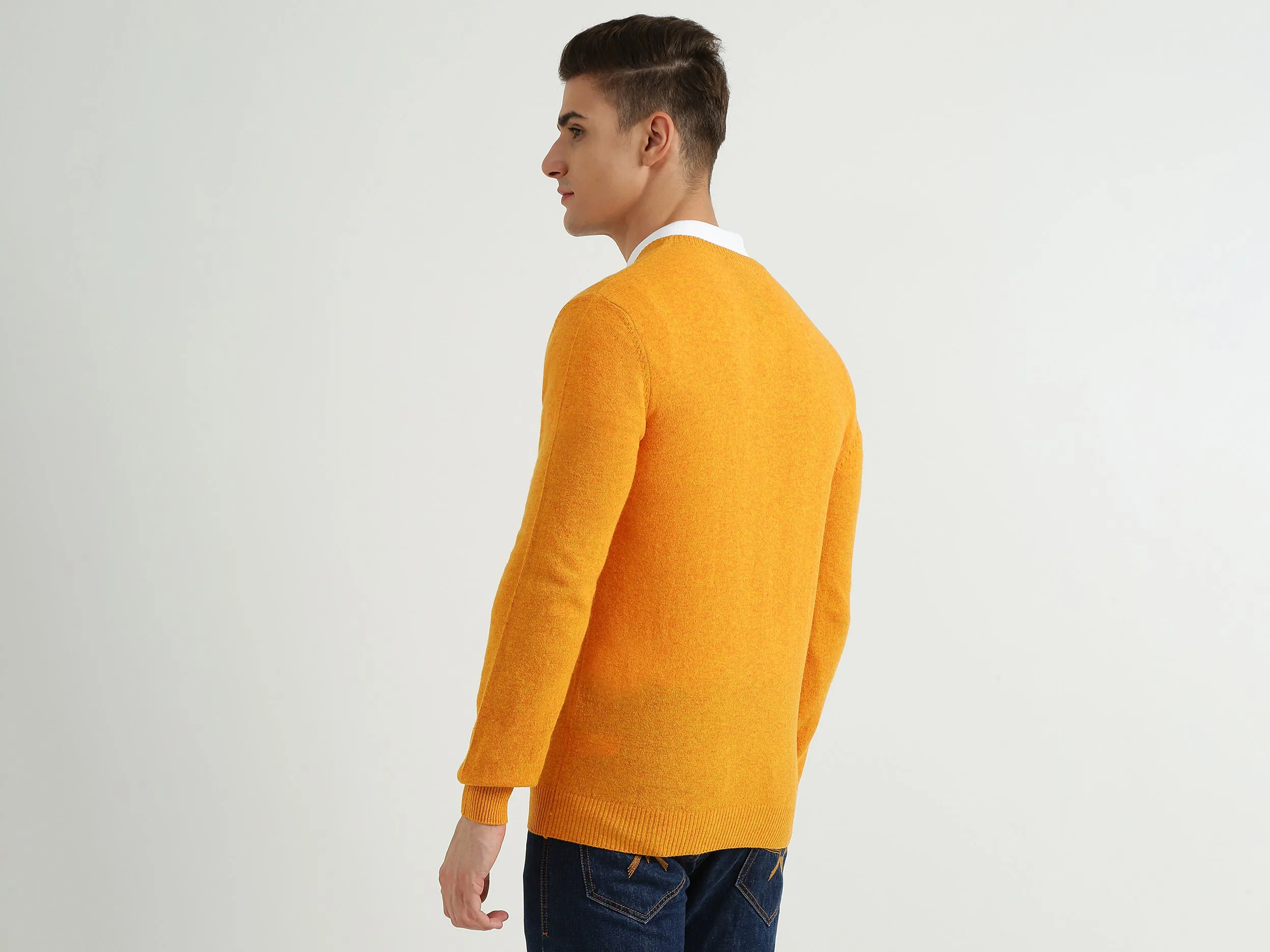 Mens V-Neck Solid Sweater