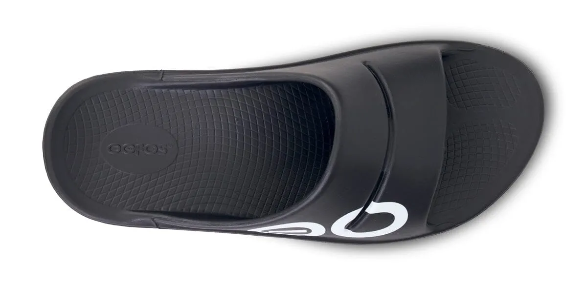 OOFOS Unisex OOahh Sport Slide Sandal - Black White
