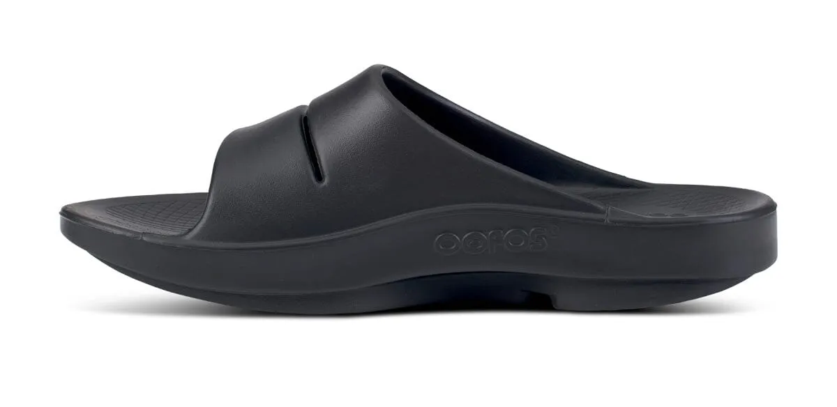 OOFOS Unisex OOahh Sport Slide Sandal - Black White