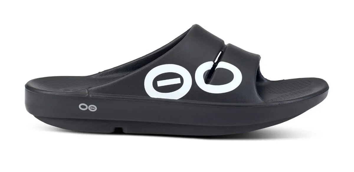 OOFOS Unisex OOahh Sport Slide Sandal - Black White