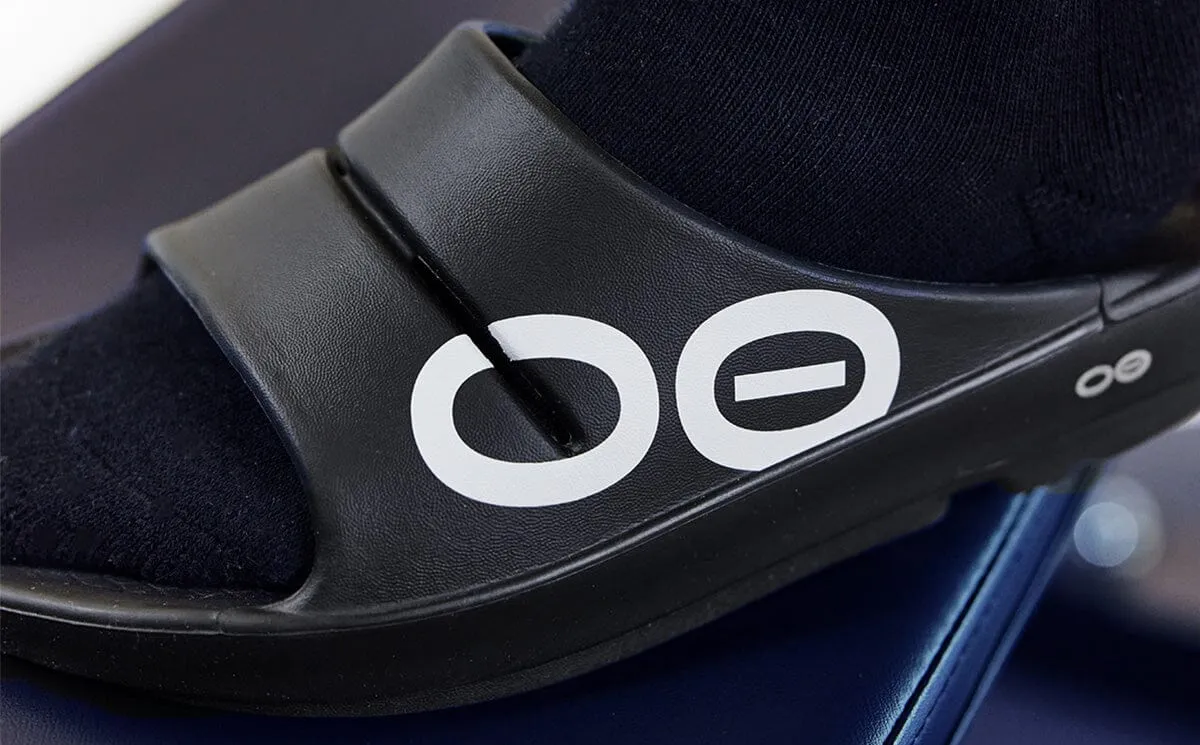 OOFOS Unisex OOahh Sport Slide Sandal - Black White