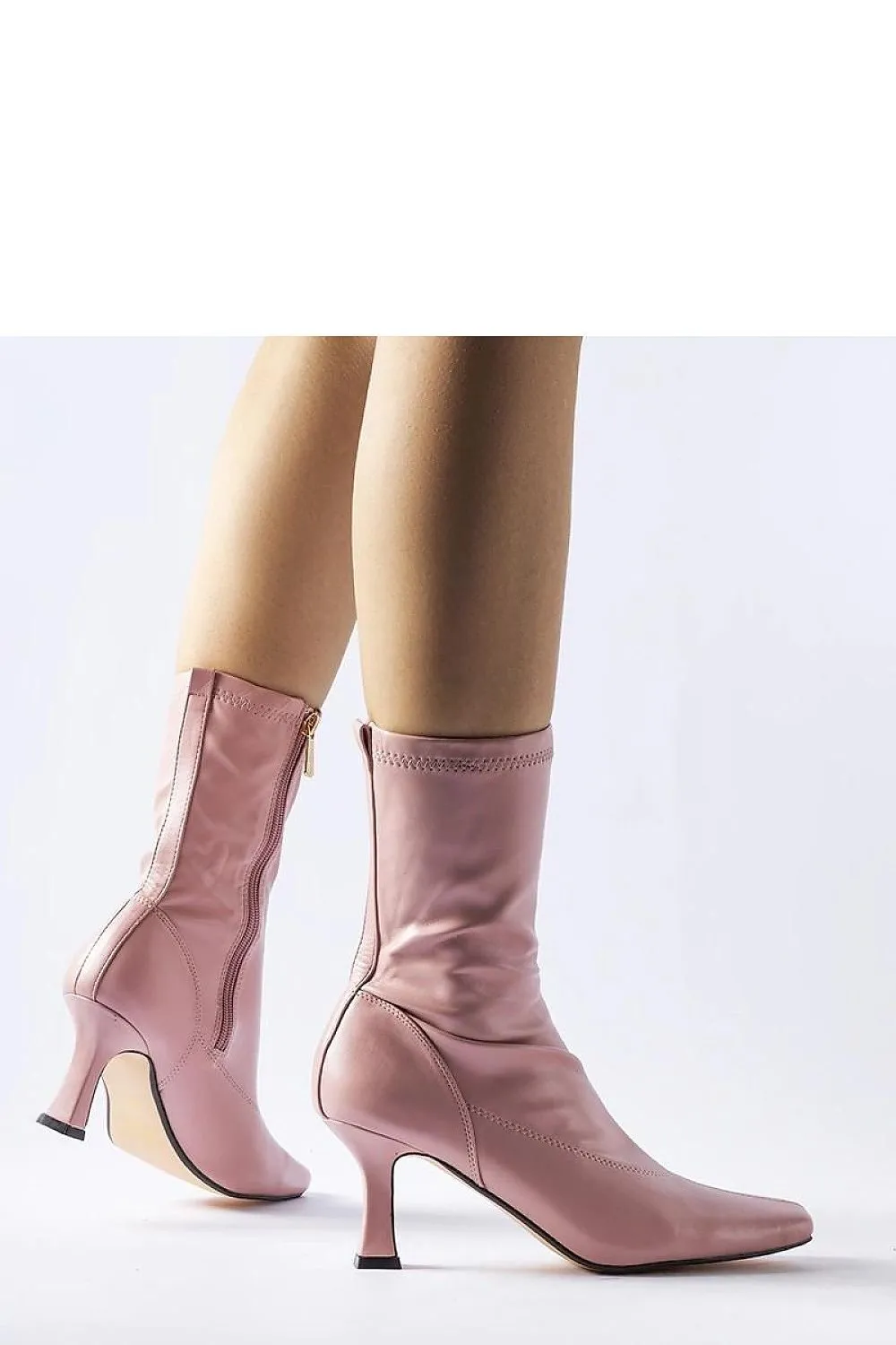 Pink low-heeled boots
