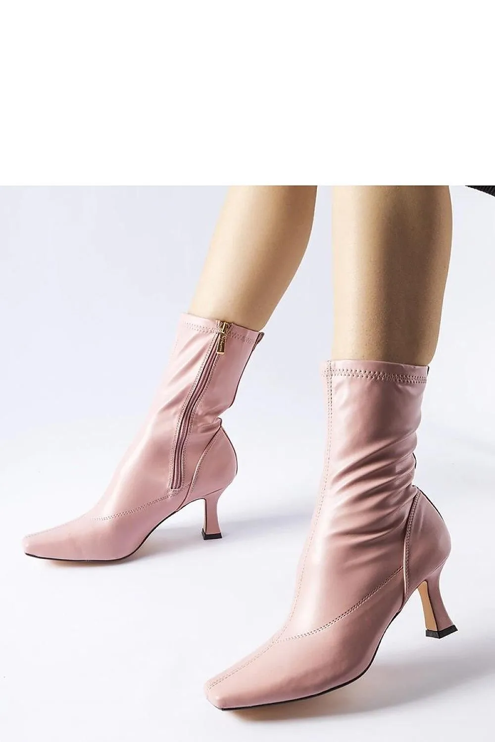 Pink low-heeled boots