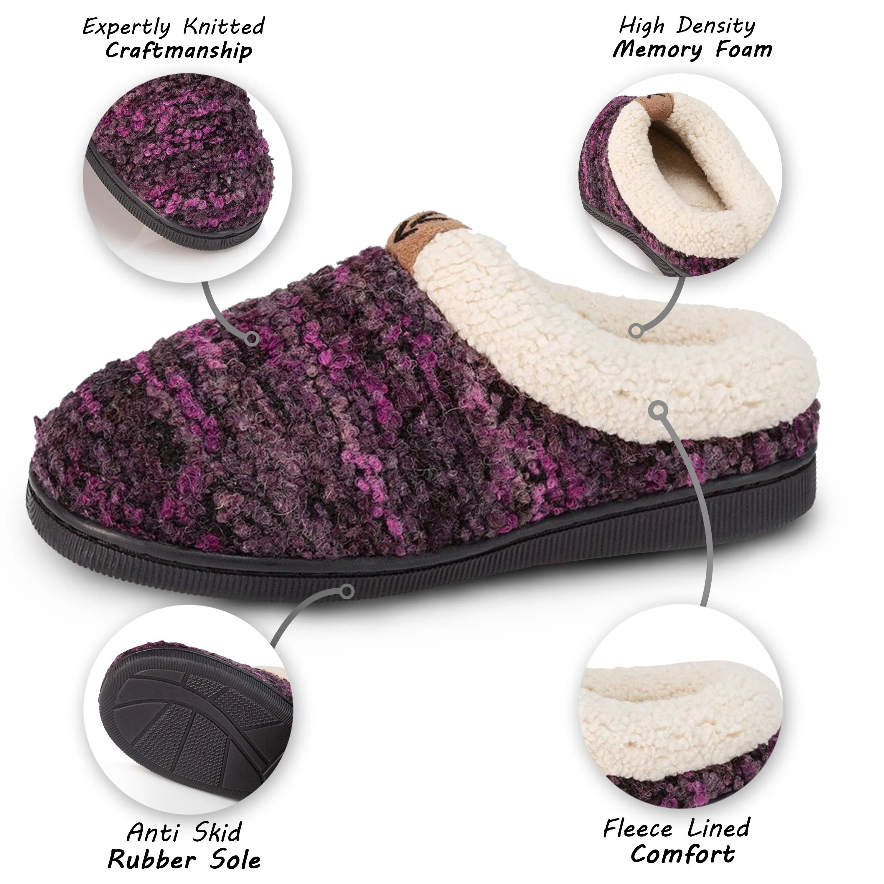 Pupeez Girls Knitted Fleece Lined Clog Slippers