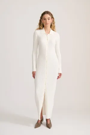 RIB KNIT MAXI DRESS IVORY