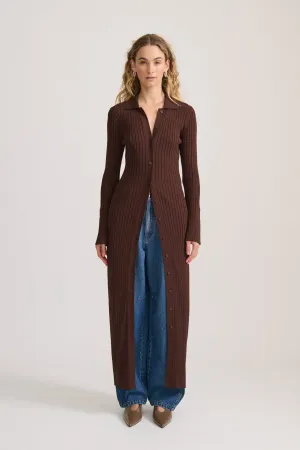 RIB KNIT MAXI DRESS RICH CACAO