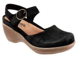 Softwalk Mabelle - Womens Clogs Black Suede (003)