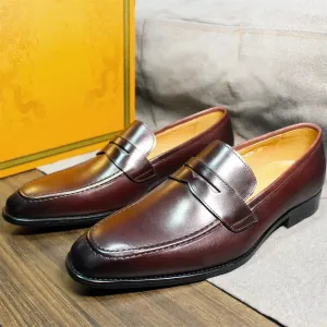 Square-Toe Blue-Red Dress Loafers