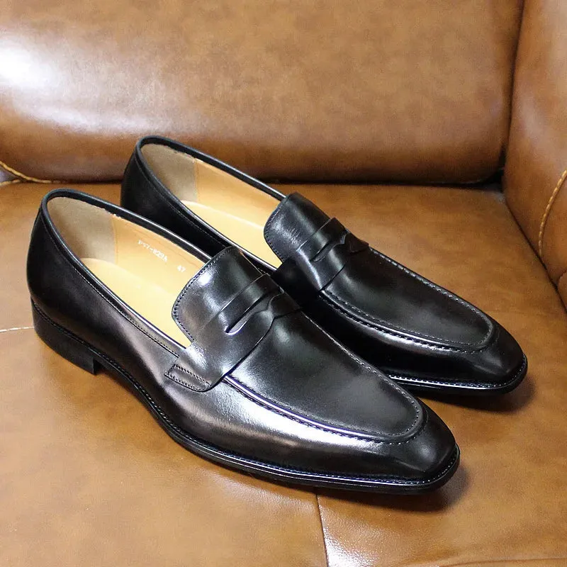Square-Toe Blue-Red Dress Loafers
