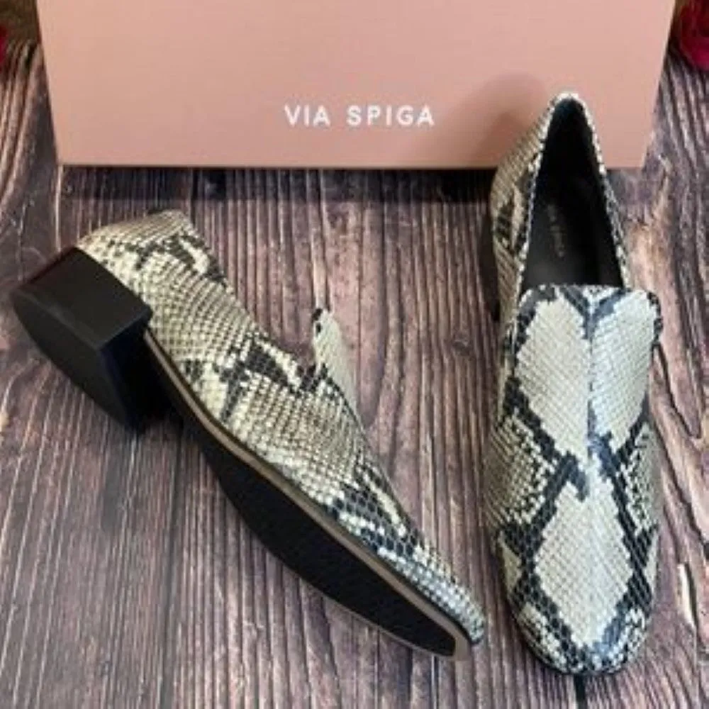 VIA SPIGA Snakeskin Leather Baudelaire Loafer 9M