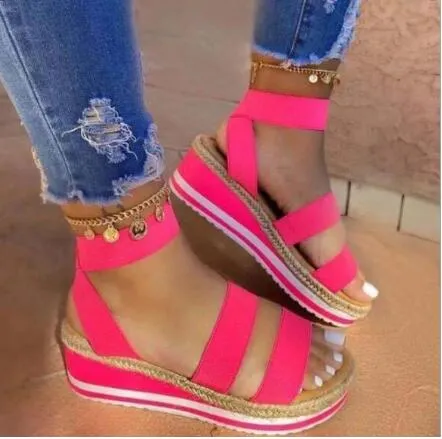Wholesale Summer Sandals 43 Multi Color Platform Sandals Rainbow Wedges