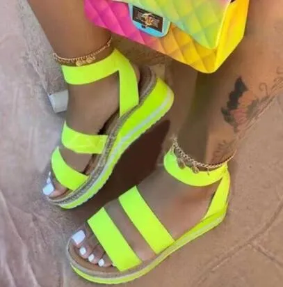 Wholesale Summer Sandals 43 Multi Color Platform Sandals Rainbow Wedges